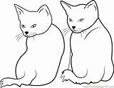 Coloring Cats Pages Backward Staring Two Cat Coloringpages101 sketch template