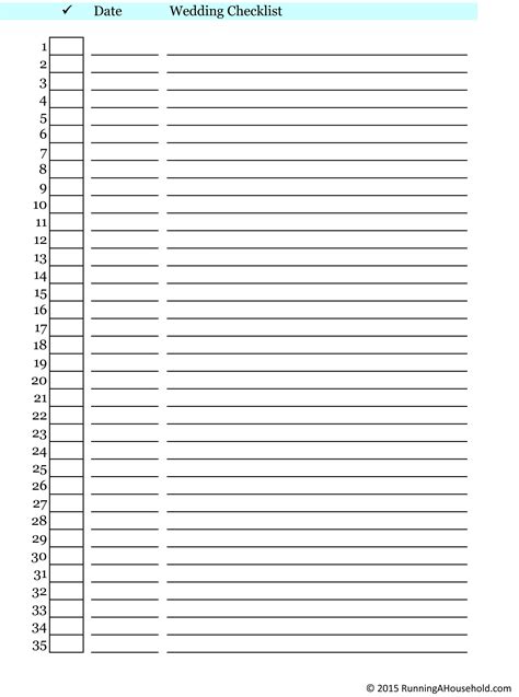 blank printable wedding checklist archives running  household