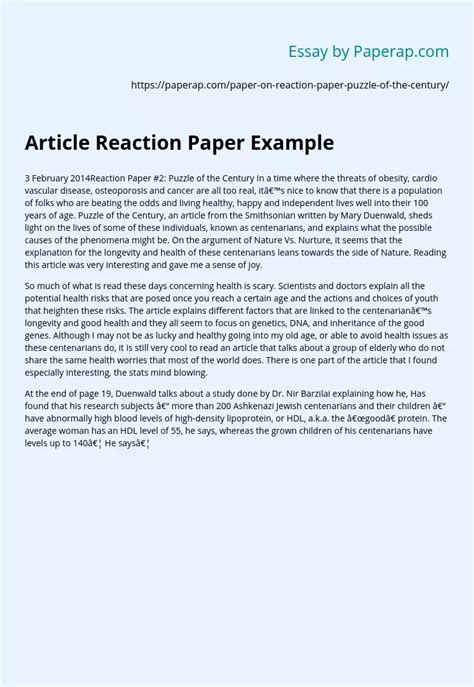 article reaction paper   essay