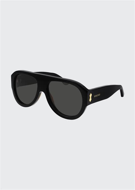 Gucci Men S Solid Acetate Aviator Sunglasses Bergdorf Goodman