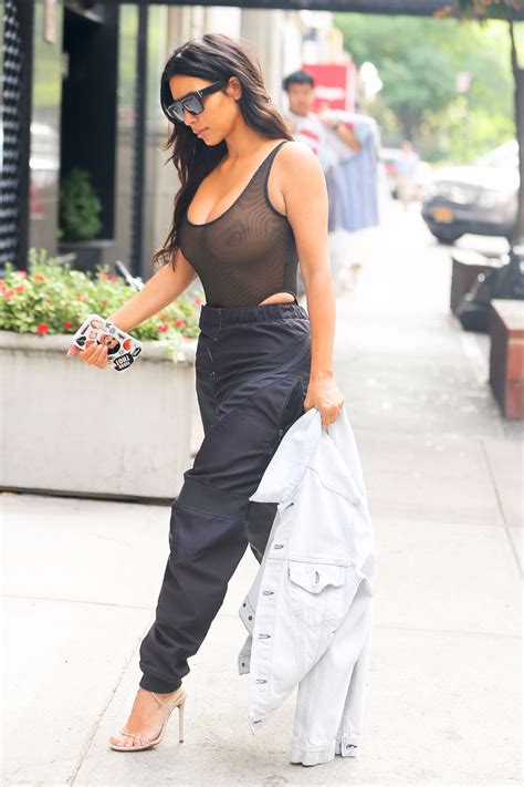 Kim Kardashian Wearing A See Through Top In Nyc 05