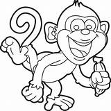 Coloring Pages Cute Monkey Monkeys Cartoon Printable Template Baby sketch template