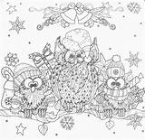 Christmas Coloring Pages Winter Adult Owl Adults Owls Colouring Printable Choose Board Sheets sketch template