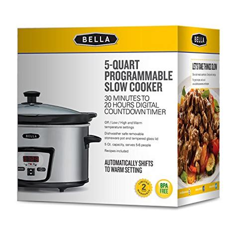 bella  quart programmable slow cooker polished stainless steel  ebay