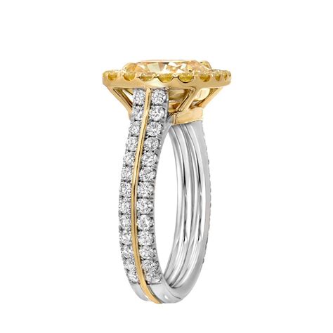canary fancy light yellow diamond gold platinum ring  carat gia