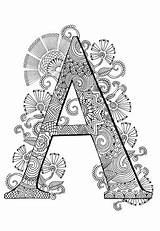 Coloring Adult Pages Alphabet Typography Colouring Colour Book Adults Printable Doodle Awesome sketch template