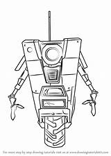Claptrap Borderlands Draw Drawing Coloring Pages Step Template Sketch Tutorial sketch template