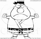 Karate Chubby Belt Man Mad Clipart Cartoon Thoman Cory Outlined Coloring Vector Surprised Royalty Collc0121 Clipartof sketch template
