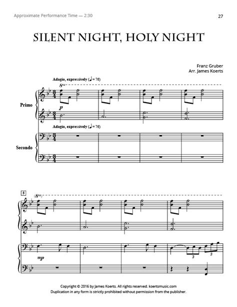 silent night piano sheet   printable  atelier yuwaciaojp