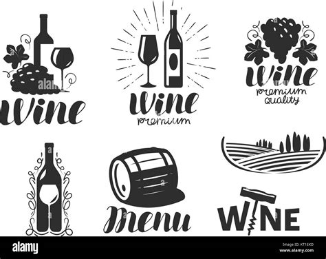 wine winery logo drink alcoholic beverage symbol  icon lettering