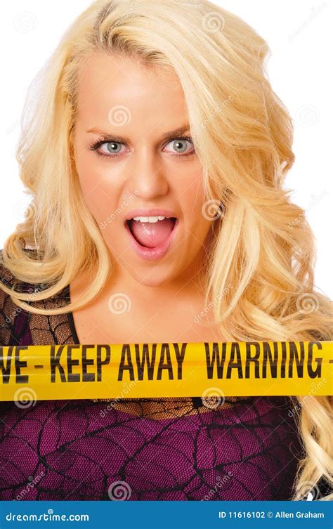 warning signs stock photo image  female beautiful