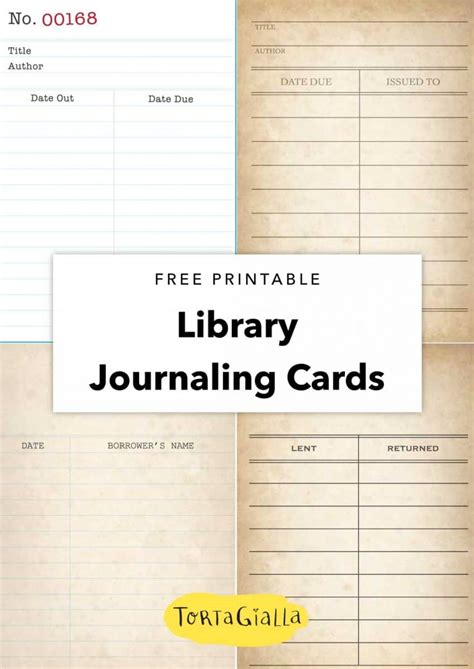 printable library journaling cards tortagialla
