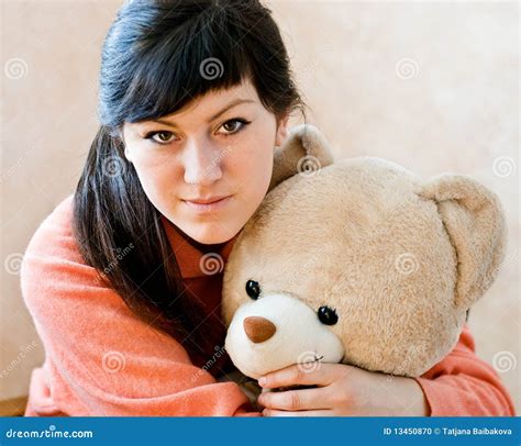 girl  bear stock photo image  attractive adult