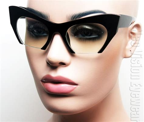 oversized cat eye 50s womens glasses vintage style clear lens black