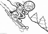 Skiing Coloring Pages Kid Downhill Helmet sketch template