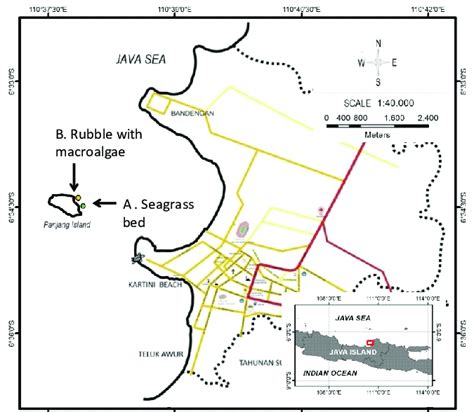 Map Of Sampling Stations In Panjang Island Jepara Indonesia Seagrass