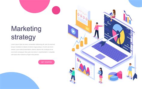 isometric marketing strategy web banner  vector art  vecteezy