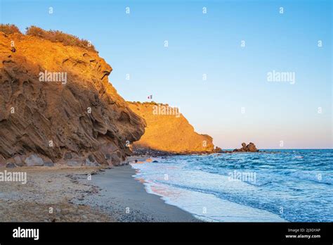 france herault le cap dagde volcanic cliffs  la plagette beach stock photo alamy