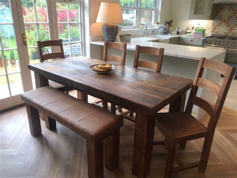 solid oak farmhouse kitchen table bench   chairs  ruislip
