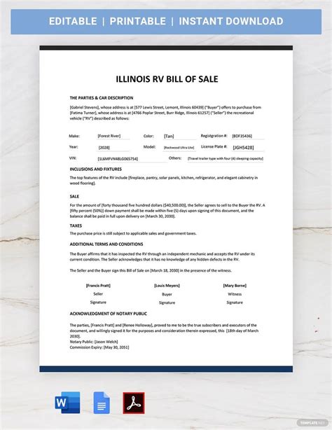 illinois boat bill  sale form  word  images images