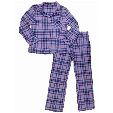 Soft Sensations Womens Purple Plaid Flannel Pajamas Pjs Sleep Set