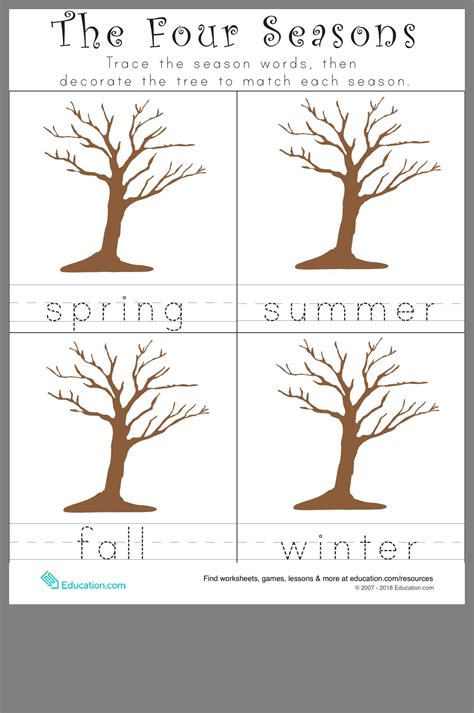printable seasons worksheets  kindergarten martin lindelof