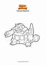 Rhyperior Colorear Disegno Supercolored Tierra Minior Ausmalbild Gestein sketch template