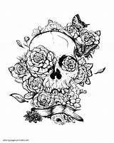 Coloring Pages Adults Skulls Skull Printable Adult Flowers Print Look Other sketch template