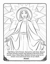 Color Ccd Mary Coloring Hail Prayer Crafts sketch template