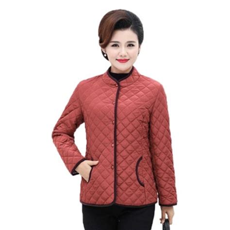 Mom Jacket Outerwear Female Coats Stand Collar Design Cotton Padded