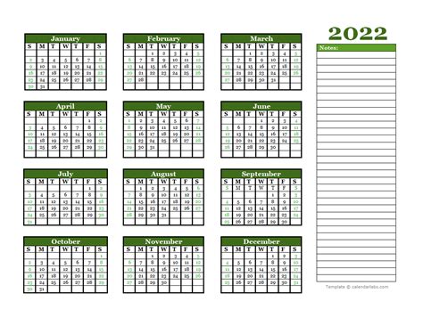 yearly calendar  blank notes  printable templates