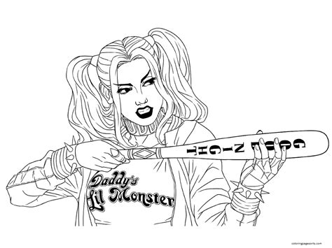 harley quinn coloring pages coloring pages  kids  adults