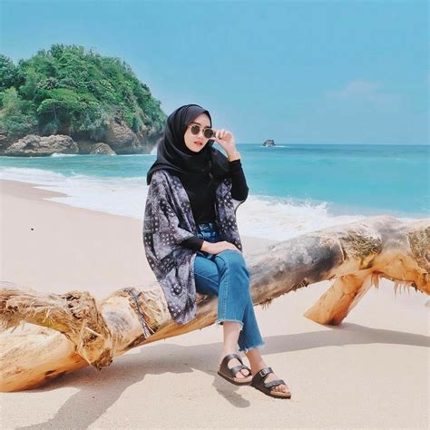 hijab beach style pakaian pantai jilbab ootd baju pantai