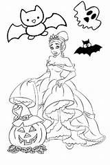 Halloween Coloring Princess Pumpkin Printable Treat Spooky sketch template