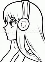 Drawings Anime Easy Girl Drawing Cute Cool Step Simple People Sketches Pencil Google Cartoon sketch template
