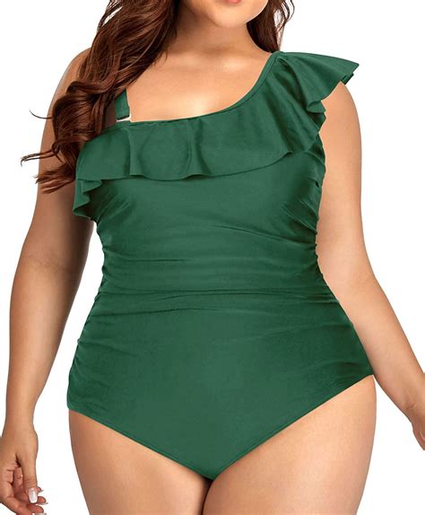 aqua eve  size bathing suits  women  piece swimsuits  shoulder ruffle tummy control