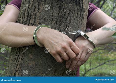 Femme Attachée à Un Arbre Dans La Forêt Image Stock Image Du Pose