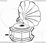Gramophone Phonograph Clipart Illustration Royalty Vector Perera Lal sketch template