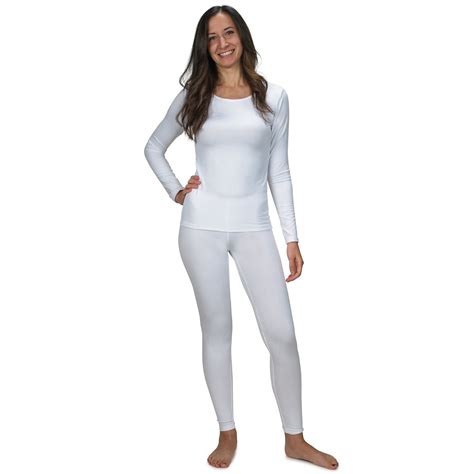 womens ultra soft thermal underwear long johns set  fleece lined white  small walmartcom