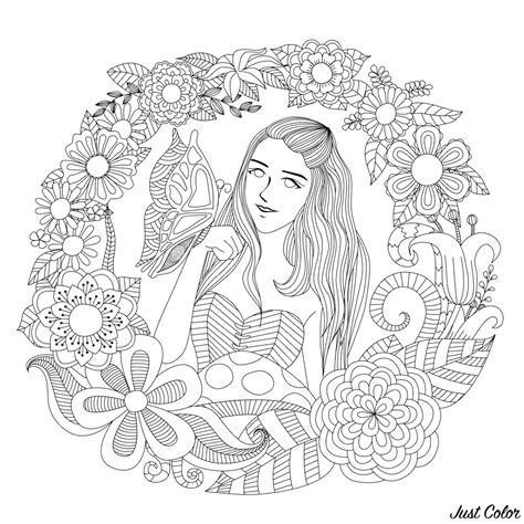 butterfly girl  bimdeedee anti stress adult coloring pages