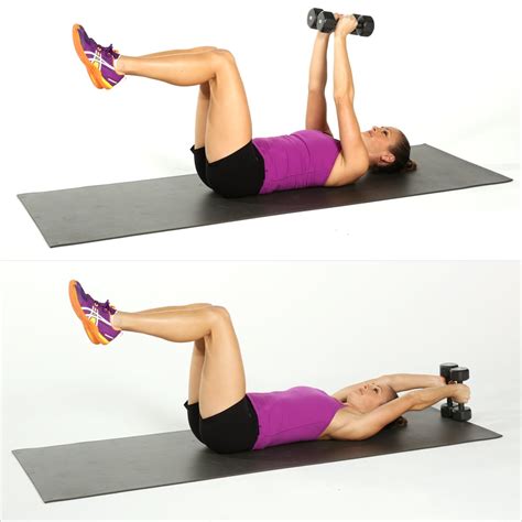 Lying Overhead Reach Best Ab Exercises Using Weights Popsugar