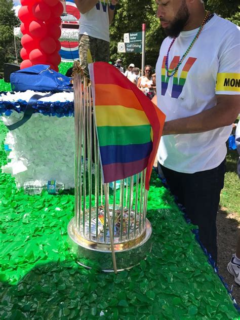 Cubs World Series Trophy First To Wear An Lgbt Rainbow Flag Outsports