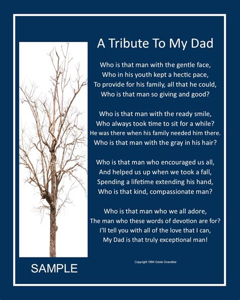 tribute   dad digital  unframed dad poem dad etsy