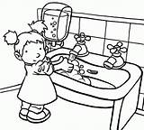 Washing Coloring Hand Pages Hands Drawing Sink Kids Handwashing Child Print Color Printable Sketch Getdrawings Popular Coloringhome sketch template