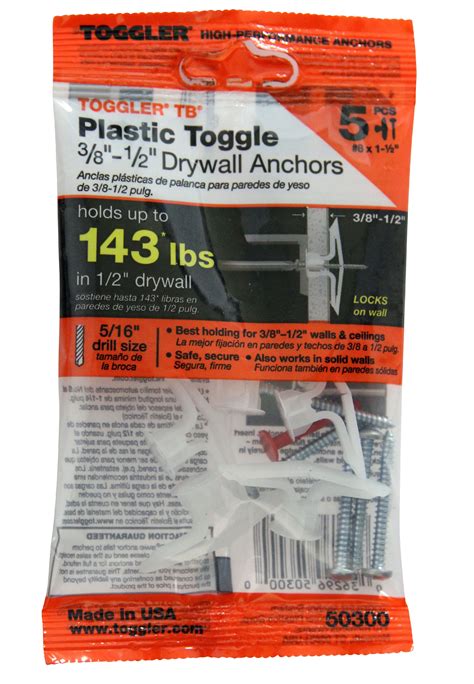 togglerplastic toggle anchors tb  piece bag  residential drywall anchors   grip