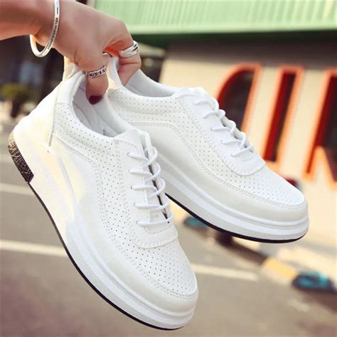 women sneakers  woman white sport shoes leather breathable running shoes waterproof platform