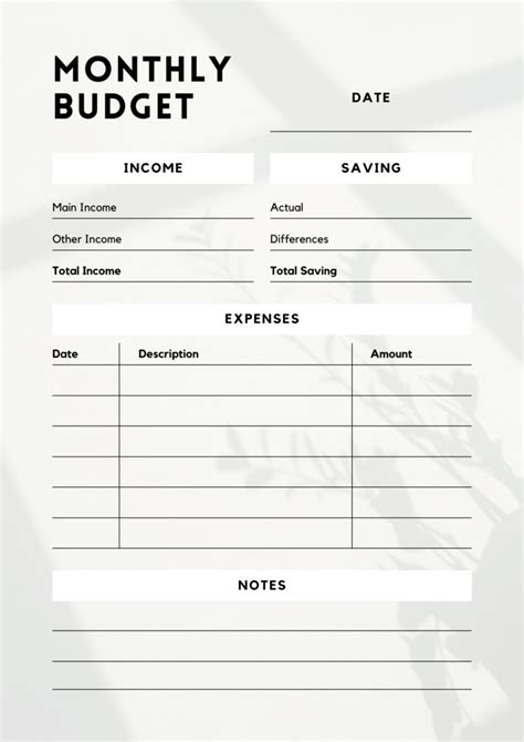 printable monthly budget planner  templates