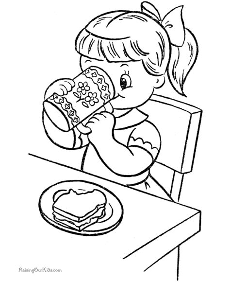 kids eating coloring page coloring home