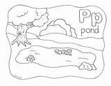 Coloring Pond Alphabet Nature Letter Homeschool Perils sketch template