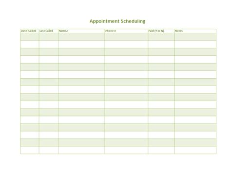 appointment scheduling template templates  allbusinesstemplatescom